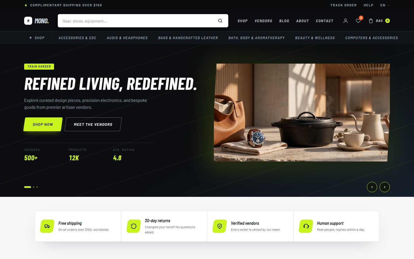Sports theme home page with a bold red palette and athletic gear hero.